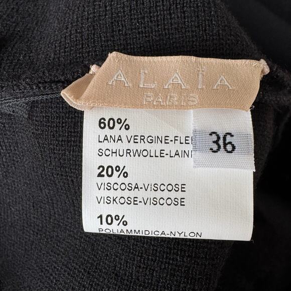 ALAÏA Laser Cut Black Wool Skater Dress - Picture 9 of 11